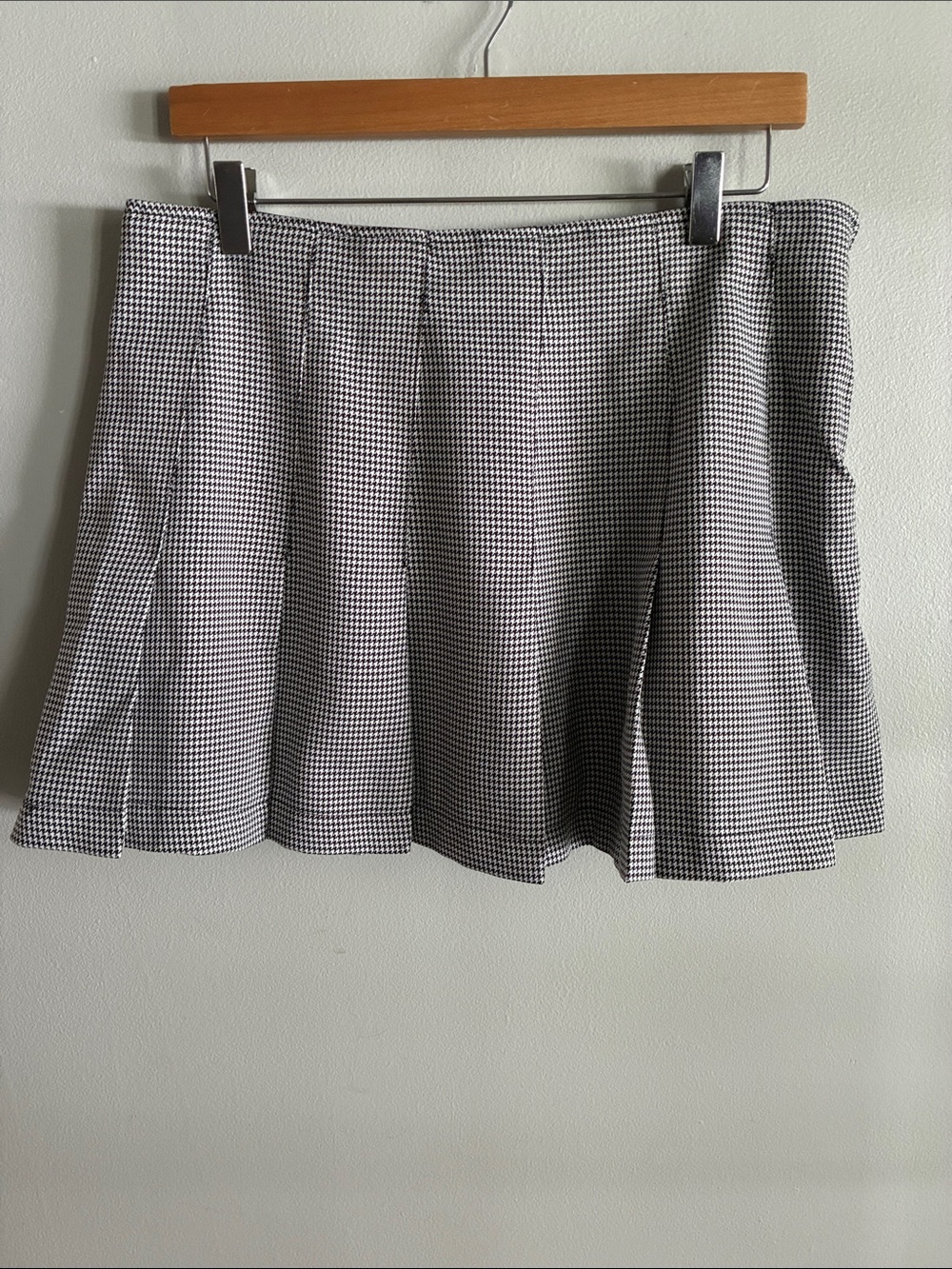 Ce:some Houndstooth Pleated Skort Size L Black White Preppy Mini Skirt